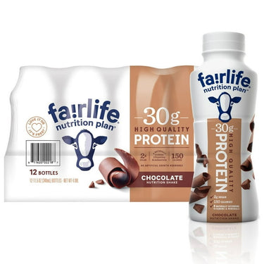 Fairlife Nutrition Plan Chocolate Protein Shake – 30 g Protein, Low Sugar (2 g), Lactose-Free, 11.5 oz Bottles, 12-Pack