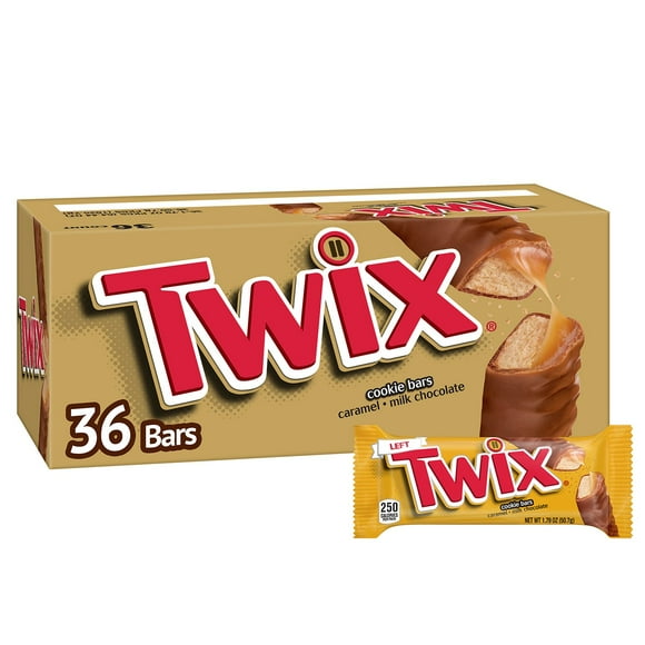 Twix Caramel Cookie Chocolate Bars – Full Size 1.79 oz (36-Count Box) | Crunchy Cookie, Chewy Caramel & Milk Chocolate