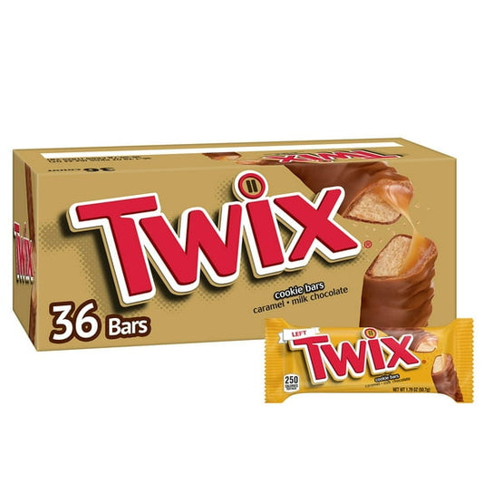 Twix Caramel Cookie Chocolate Bars – Full Size 1.79 oz (36-Count Box) | Crunchy Cookie, Chewy Caramel & Milk Chocolate