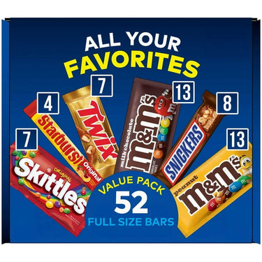 Mars Fundraiser Variety Pack – Full-Size Candy Bars, 52 Count | SNICKERS, M&M’S, TWIX, MILKY WAY & More