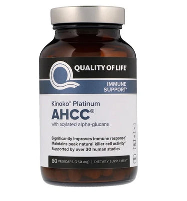 Kinoko Platinum AHCC by Quality of Life – 750 mg Immune Support – 60 Vegan Capsules
