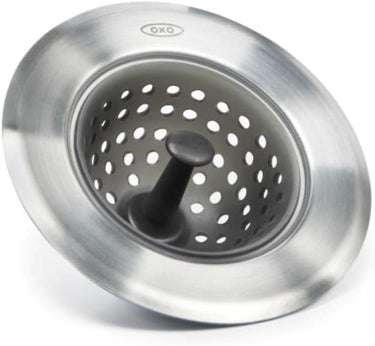 OXO Good Grips Silicone Sink Drain Strainer – Flexible, Easy-to-Clean Kitchen Sink Protector with Stainless Steel Edge, Rust-Resistant & Dishwasher Safe