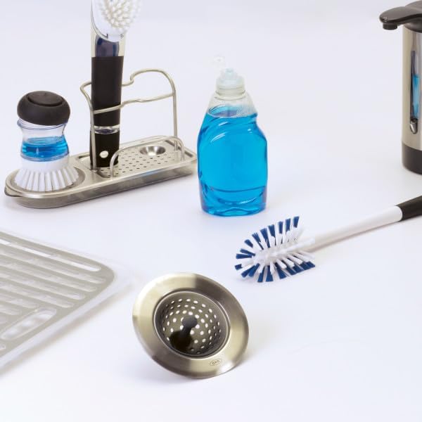 OXO Good Grips Silicone Sink Drain Strainer – Flexible, Easy-to-Clean Kitchen Sink Protector with Stainless Steel Edge, Rust-Resistant & Dishwasher Safe