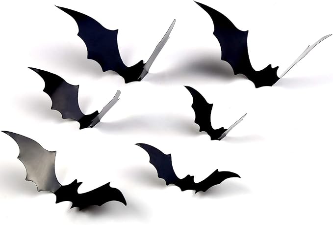 DIYASY 120-Piece 3D Bat Wall Stickers – Waterproof PVC Bat Decals (4 Sizes) for Indoor & Outdoor Halloween Decor