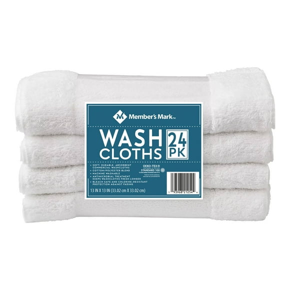 Member's Mark Commercial Hospitality Washcloths, White, 24-Pack