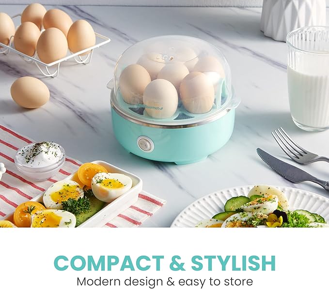 Elite Gourmet Easy Egg Cooker (EGC115M) – 7‑Egg Electric Cooker in Retro Mint with Auto Shut‑Off & Measuring Cup