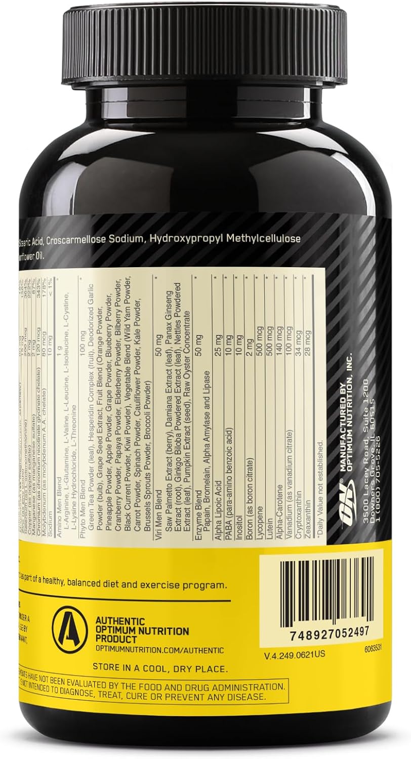 Optimum Nutrition Opti-Men Daily Multivitamin for Men – 240 Tablets (80-Day Supply) | Immune Support with Amino Acids