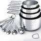 TILUCK 10‑Piece Stainless Steel Measuring Cups & Spoons Set – 4 Cups + 6 Spoons, Engraved Sizes, Stackable & Dishwasher Safe