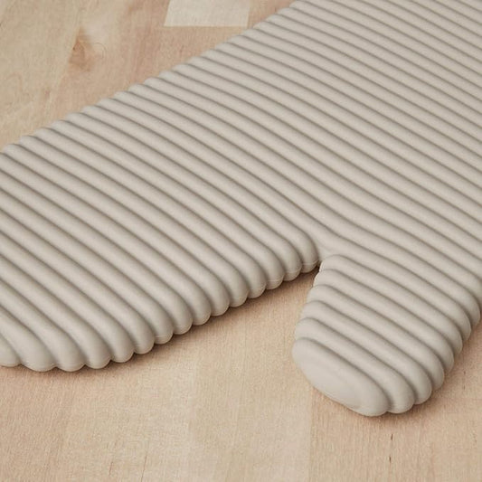 KitchenAid Ribbed Soft Silicone Oven Mitt Set – 7"x13" Heat-Resistant Kitchen Gloves, Non-Slip Grip, Milkshake Color, 2 Pack