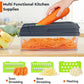 12‑in‑1 Vegetable Chopper & Food Slicer – 7 Stainless‑Steel Blades with Container, Cheese Grater & Hand Guard (Green / Grey)