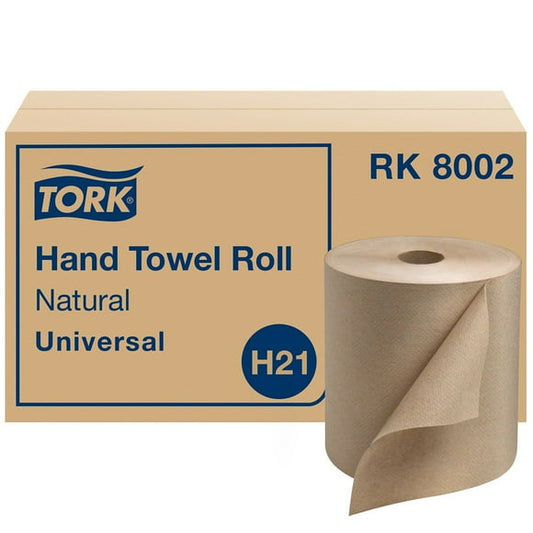 Tork Universal 1‑Ply Natural Hand Towel Rolls – 6 Rolls, 800 ft Each • 100% Recycled • H71 System