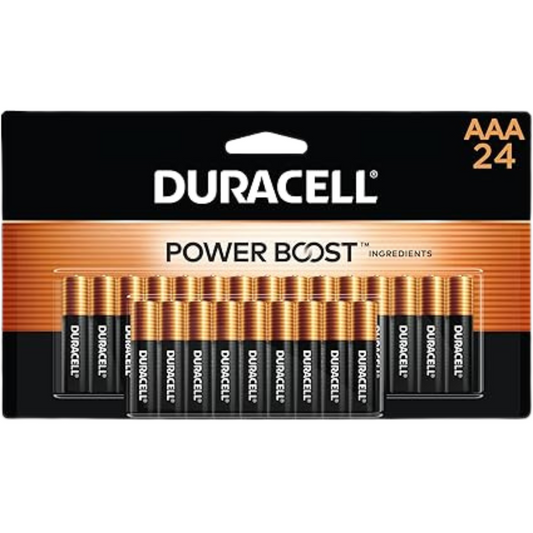 Duracell Coppertop AAA Batteries – 24 Count Alkaline Triple A Battery Pack with Power Boost Ingredients, Long-Lasting Household & Office Device Batteries