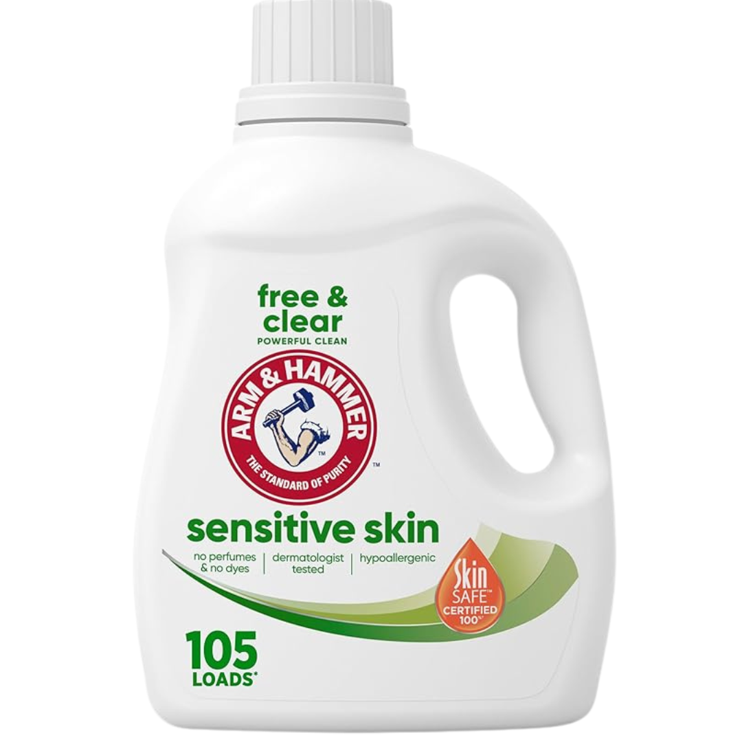 ARM & HAMMER Sensitive Skin Free & Clear Liquid Laundry Detergent – 105 fl oz (105 Loads)