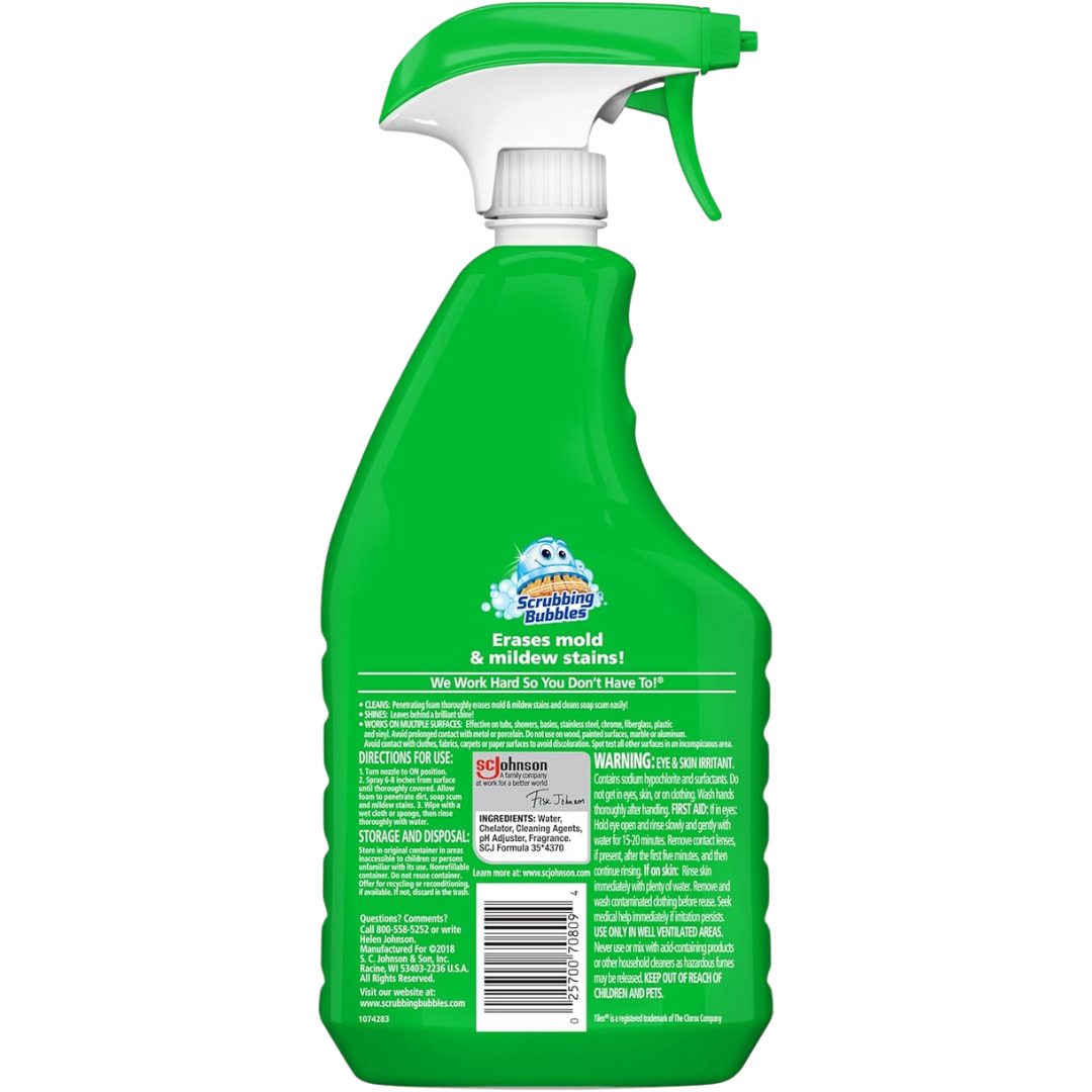 Scrubbing Bubbles Foaming Bleach Bathroom & Shower Cleaner – Mold & Mildew Stain Remover Disinfectant Spray, 32oz