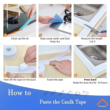 Caulk Tape Self-Adhesive Waterproof Sealant Strip – Bathroom & Kitchen Caulking Tape for Sink, Bathtub, Toilet, Countertop, and Shower Gaps