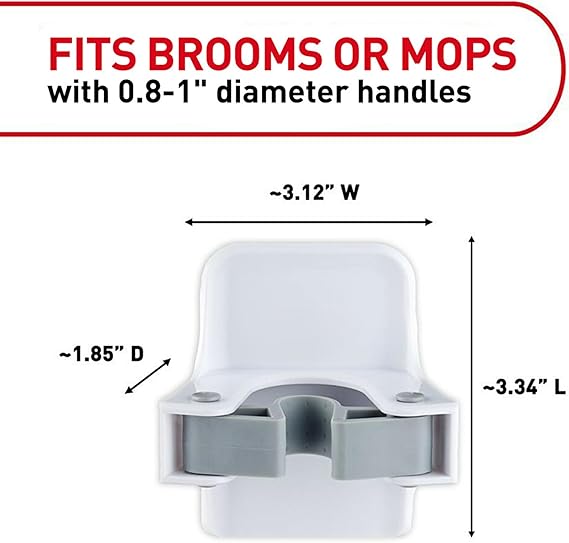 Command Broom & Mop Gripper 2-Pack – Heavy-Duty Wall Mount | Damage-Free, 4 lb Capacity, No Tools Required