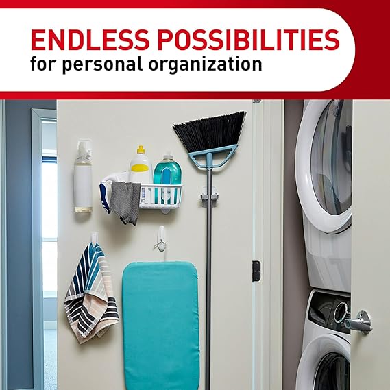 Command Broom & Mop Gripper 2-Pack – Heavy-Duty Wall Mount | Damage-Free, 4 lb Capacity, No Tools Required