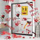 84-Pc Halloween Handprint & Footprint Stickers / Clings / Decals - Bloody Look for Windows, Walls, Floors, Bathroom & Doors