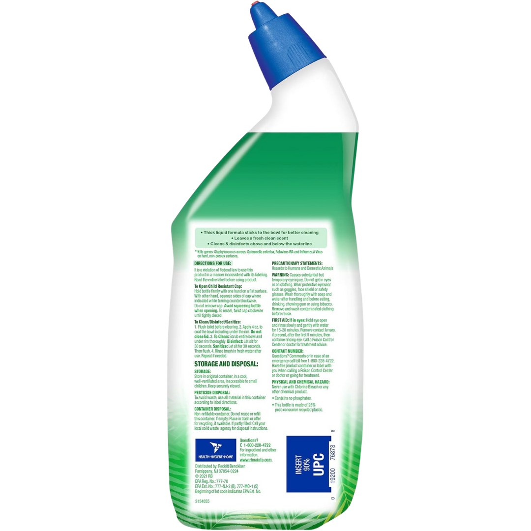 Lysol Toilet Bowl Cleaner Gel – 24 oz Forest Rain Scent, Powerful Stain Removal & Disinfecting Gel for Toilet Cleaning and Germ Protection