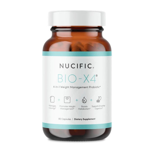 Nucific Bio-X4 dietary supplement bottle on a white background