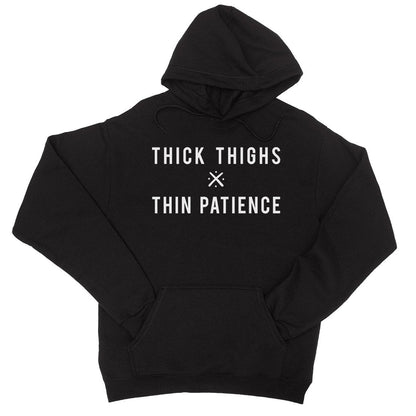 365 Printing Thick Thighs Thin Patience Womens Hoodie Funny Workout Quote Hoodie.