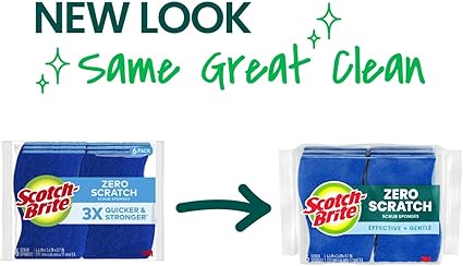 Scotch-Brite Zero Scratch Scrub Sponges – 6 Pack Kitchen & Bathroom Cleaning Sponges, Scratch-Free Multi-Surface Dish Scrubbers Safe for Nonstick Pots & Pans