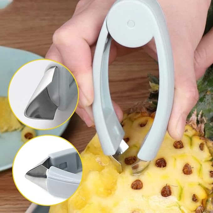 Multifunctional Pineapple Corer & Cutter + Stem Remover (2-Pack) – 2024 Premium Stainless Steel Slicer Peeler for Pineapple, Apple, Strawberry