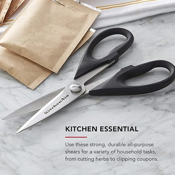 KitchenAid All-Purpose Kitchen Shears – 8.72″ | Soft-Grip, Protective Sheath, Stainless Steel, Dishwasher-Safe