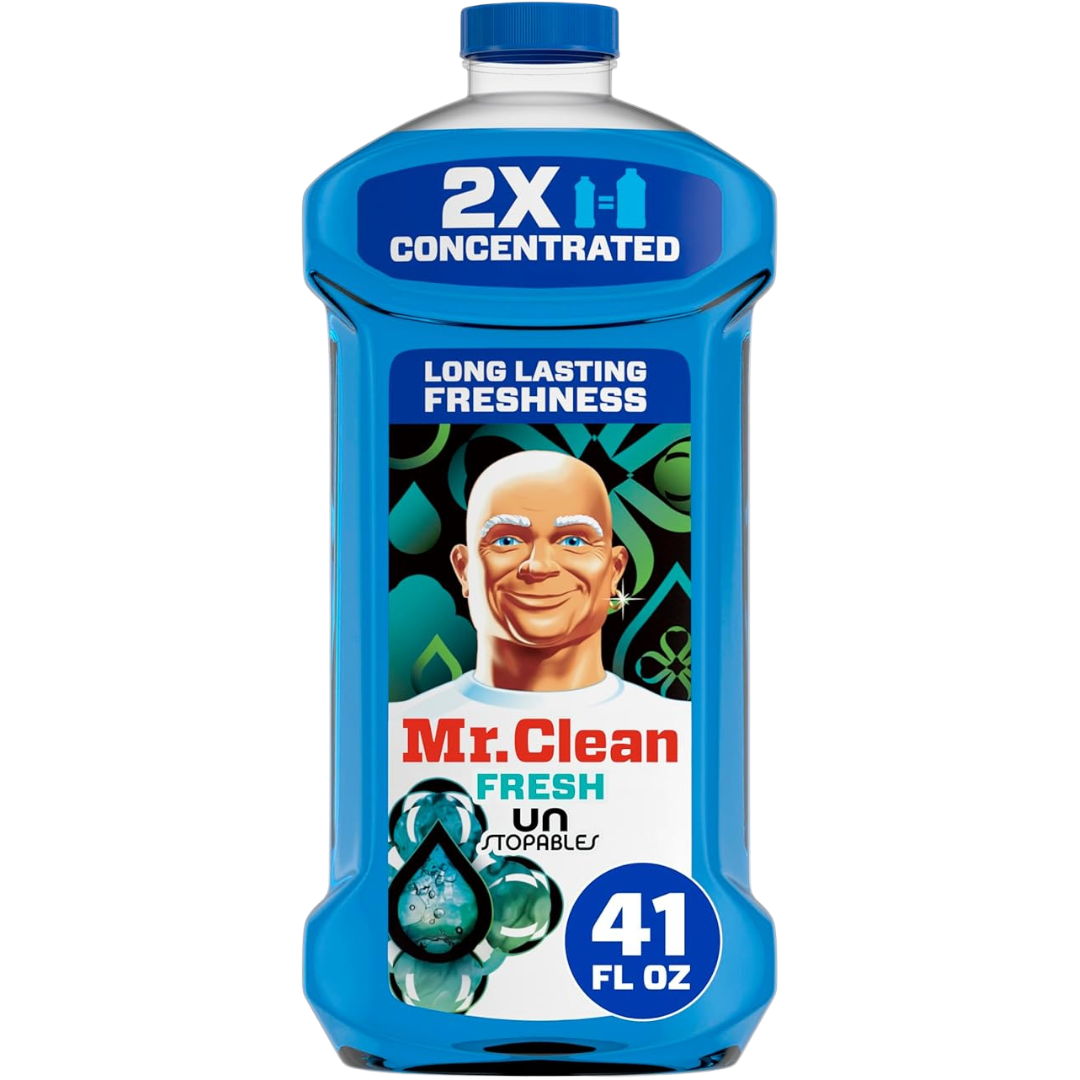 Mr. Clean All Purpose Cleaner – Multi-Surface Cleaning Liquid, Unstopables Fresh Scent, 41 oz – Floor & Household Cleaner for Kitchen, Bathroom & Home