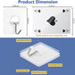 Product dimensions and features of a hook with adhesive backing, using playing card dimensions for scale.