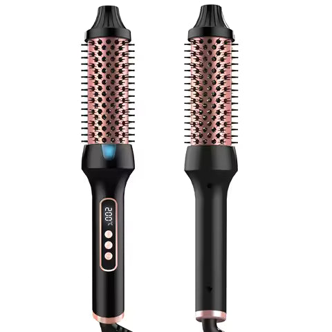 Thermal Brush Hot Air Brush&volumizer Hair Curler Straightener Hair Styling Brush Professional Curling Iron Heated BLACK