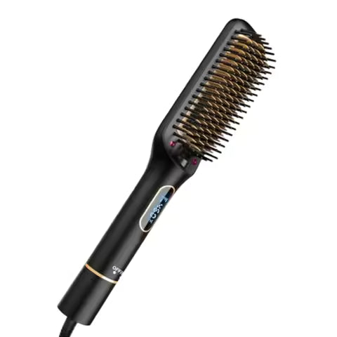 Ionic Hair Straightening Brush with LED Display Screen for Smooth FrizzFree Hair Styling at Home or Travel Advanced Heat Contro