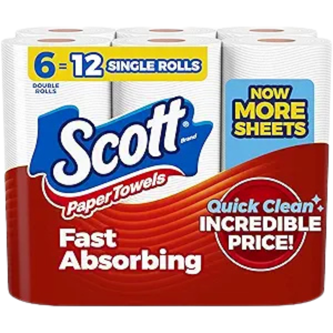 Scott Paper Towels – Choose-A-Sheet, 6 Double Rolls (108 Sheets per Roll) – Strong, Absorbent & Everyday Household Cleaning Rolls