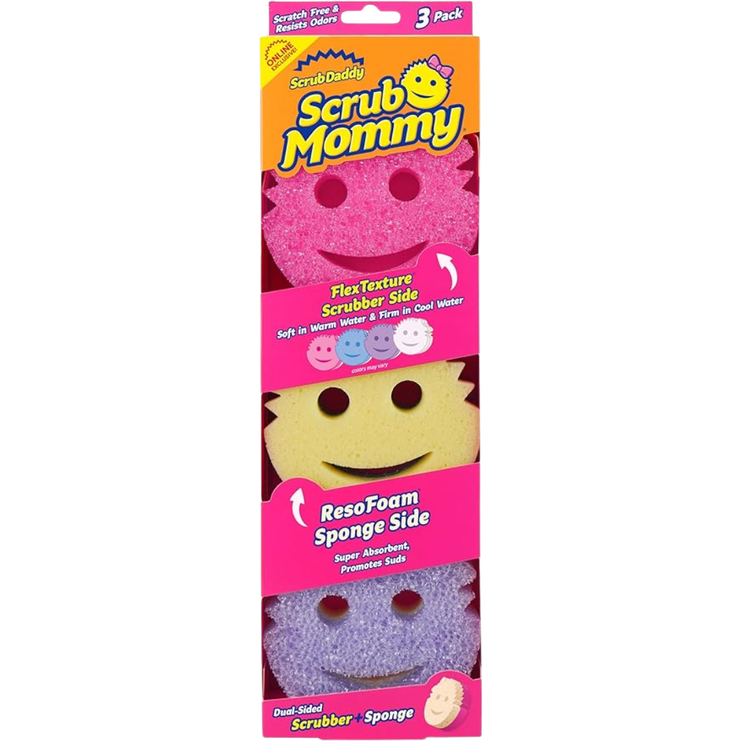 Scrub Daddy Scrub Mommy Sponges – Dual-Sided (Online Exclusive, 3-Count) | Temperature-Controlled Non-Scratch Cleaning