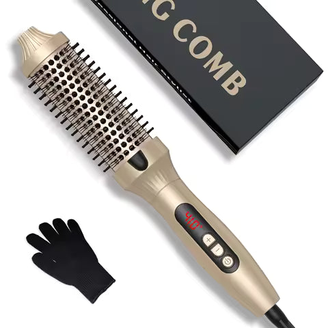 Thermal Brush One-Step Hot Air Brush&volumizer Hair Curler Straightener Hair Styling Brush Professional Curling Iron Heated GOLD