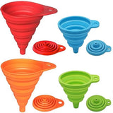 KongNai 4-Pack Foldable Silicone Funnels – Small & Large Food-Grade Collapsible Kitchen Funnel Set for Liquids & Dry Ingredients Transfer