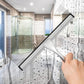 All-Purpose Stainless Steel Shower Squeegee – 10 Inch Bathroom & Window Glass Cleaner with 2 Adhesive Hooks, Silver Mirror & Tile Cleaning Tool for Shower Doors, Car & Household Surfaces