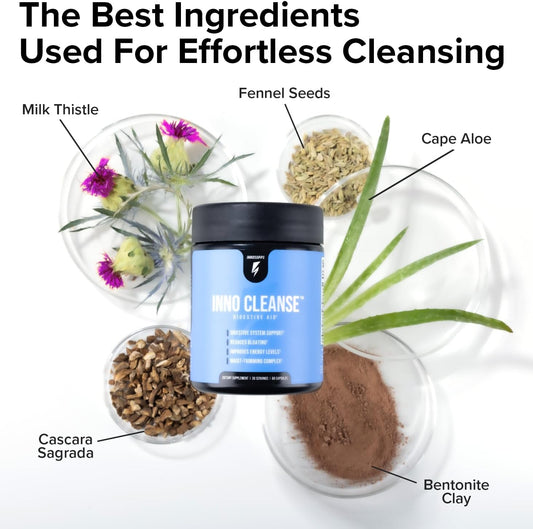 InnoSupps Inno Cleanse – Vegan Detox & Gut Health Support Capsules – Weight Loss, Bloating Relief, Energy Boost – 60 Count