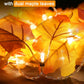 2-Pack Lighted Fall Garland, 16.4 ft (40 LED) Autumn & Thanksgiving String Lights Decor for Porch, Mantel, Friendsgiving Gift