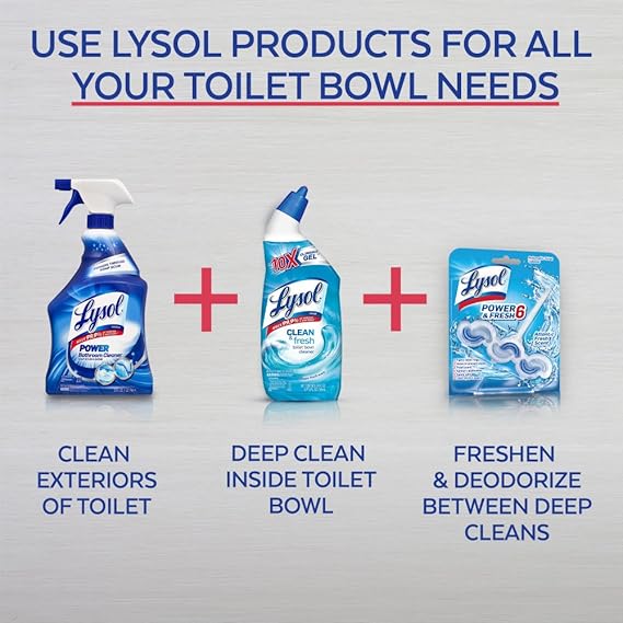 Lysol Toilet Bowl Cleaner Gel – 24 oz Forest Rain Scent, Powerful Stain Removal & Disinfecting Gel for Toilet Cleaning and Germ Protection