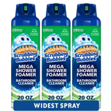 Scrubbing Bubbles Mega Shower Aerosol Disinfectant Spray 20 oz (3 Pack) – Rainshower Scent Bathroom Cleaner for Soap Scum, Limescale & Germs