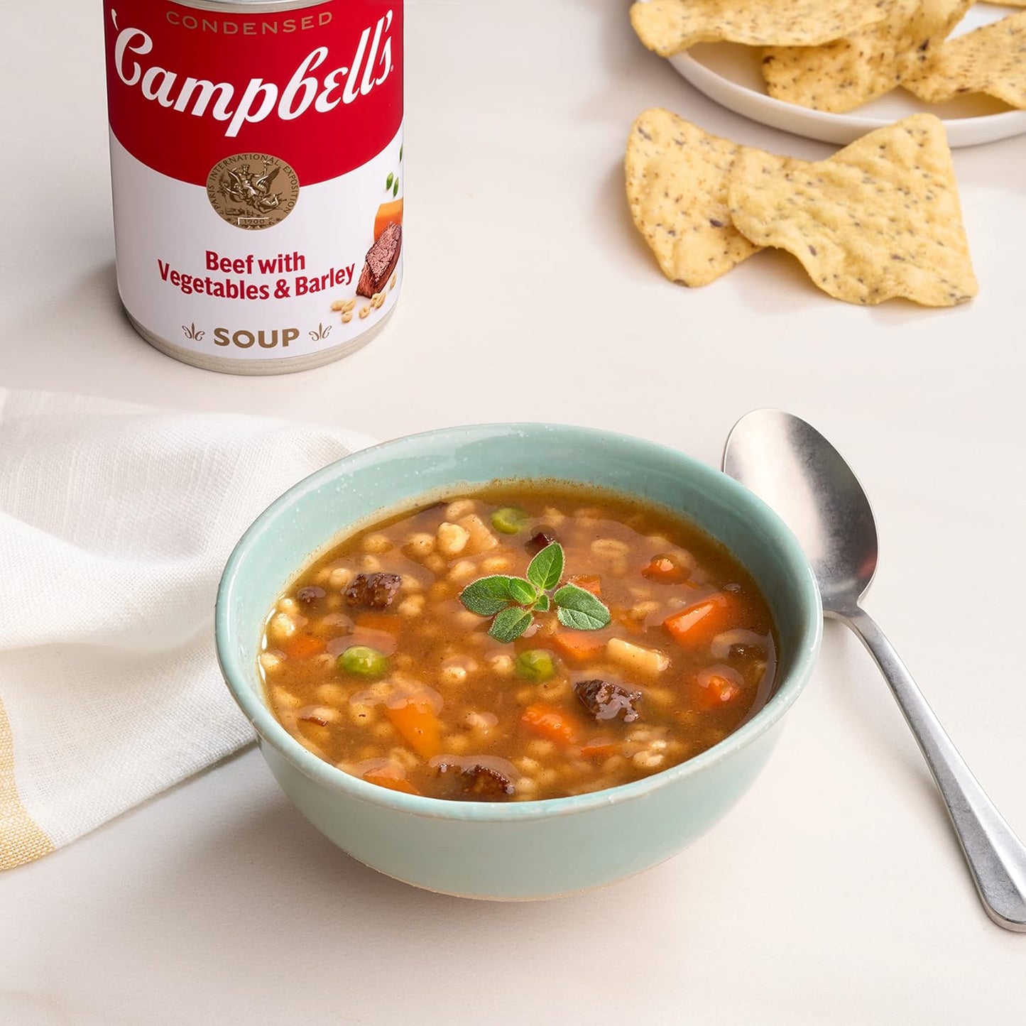 Campbell’s Condensed Beef Soup with Vegetables and Barley – 10.5 oz Can | Hearty, Classic Comfort Soup