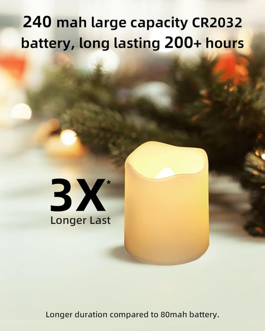 SHYMERY Flameless Votive Candles 24-Pack – 200+ Hr Warm White LED Tea Lights, 1.5″×1.7″ | Safe Flicker Ambient Light for Halloween, Weddings & Tablescapes