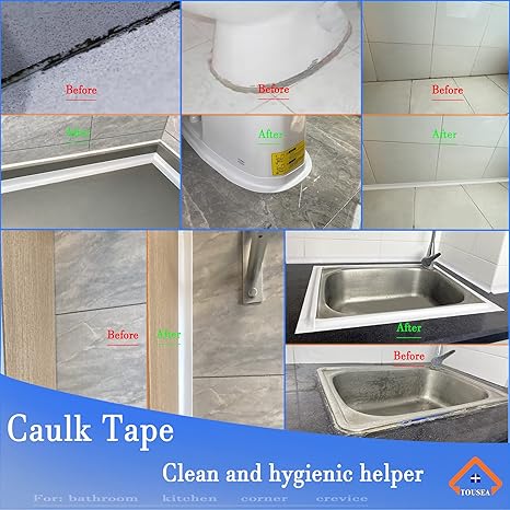 Caulk Tape Self-Adhesive Waterproof Sealant Strip – Bathroom & Kitchen Caulking Tape for Sink, Bathtub, Toilet, Countertop, and Shower Gaps