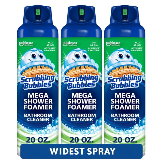 Scrubbing Bubbles Mega Shower Aerosol, Disinfectant Spray, Rainshower Scent, 20 oz., 3 ct.